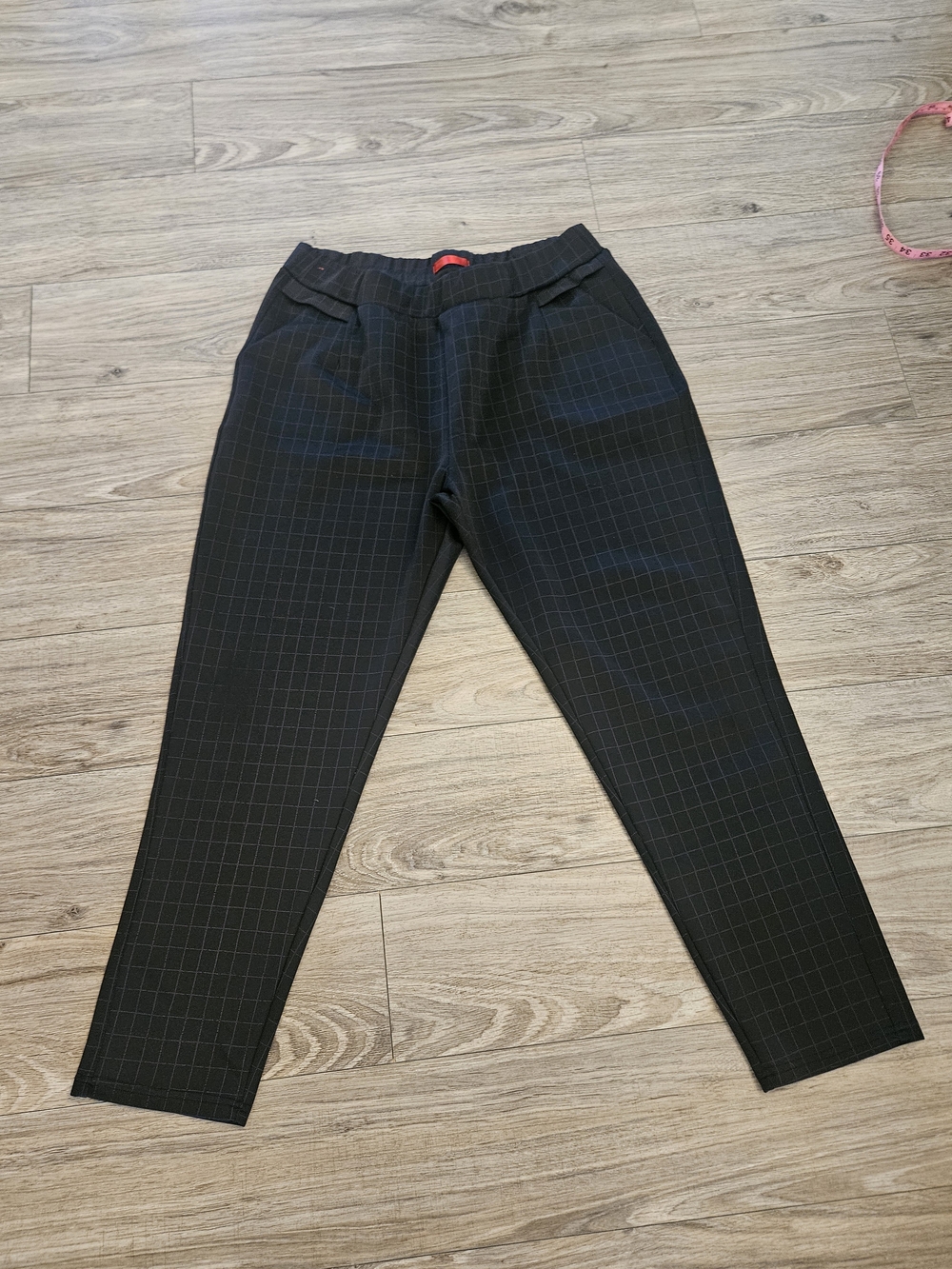 Women's Black Windowpane Tailored Trousers Size 3X